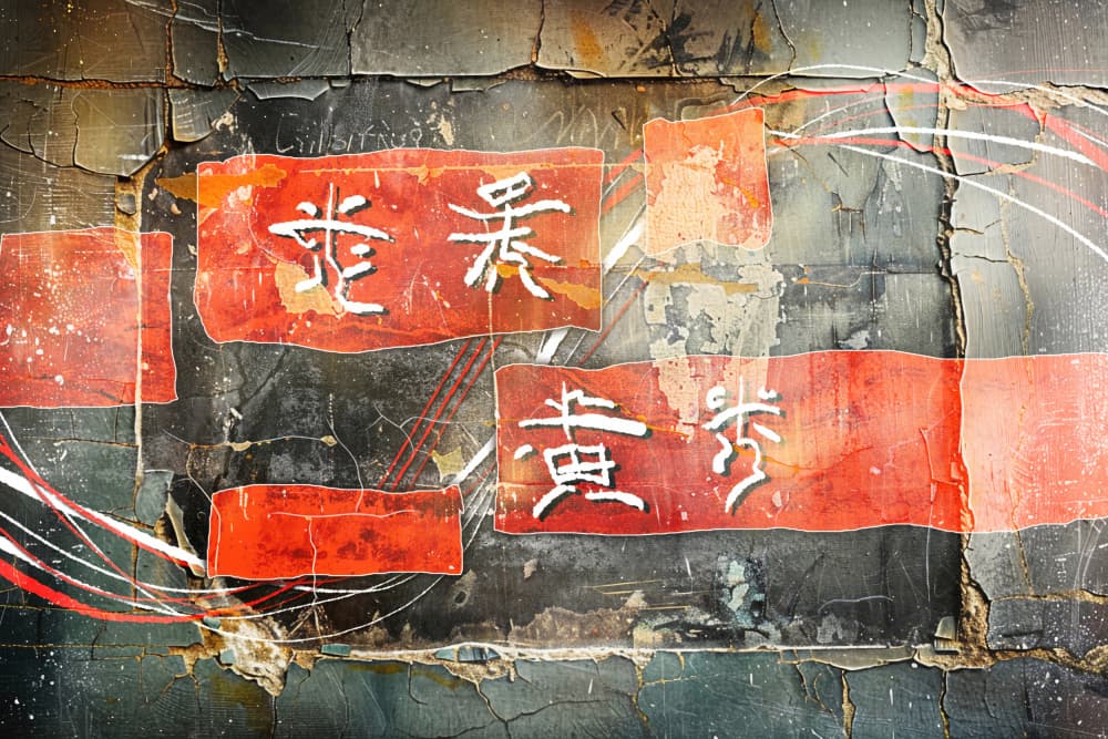 Distressed Chinese Calligraphy by Rafal Kulik — canvas wall art