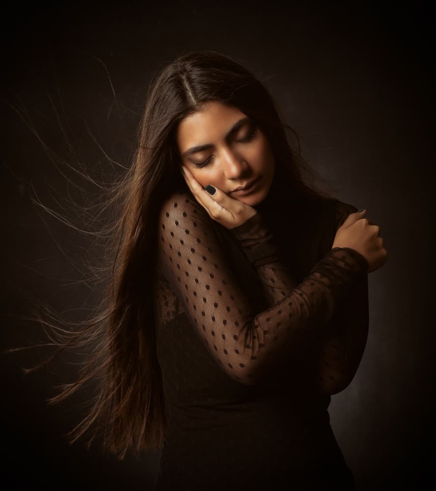 Serene Woman Portrait by Mehdi Mokhtari — canvas wall art