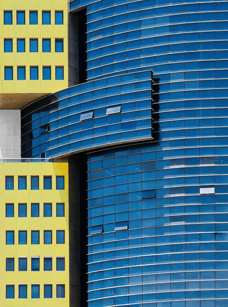 Modern Blue Yellow Facade by Arnon Orbach — canvas wall art