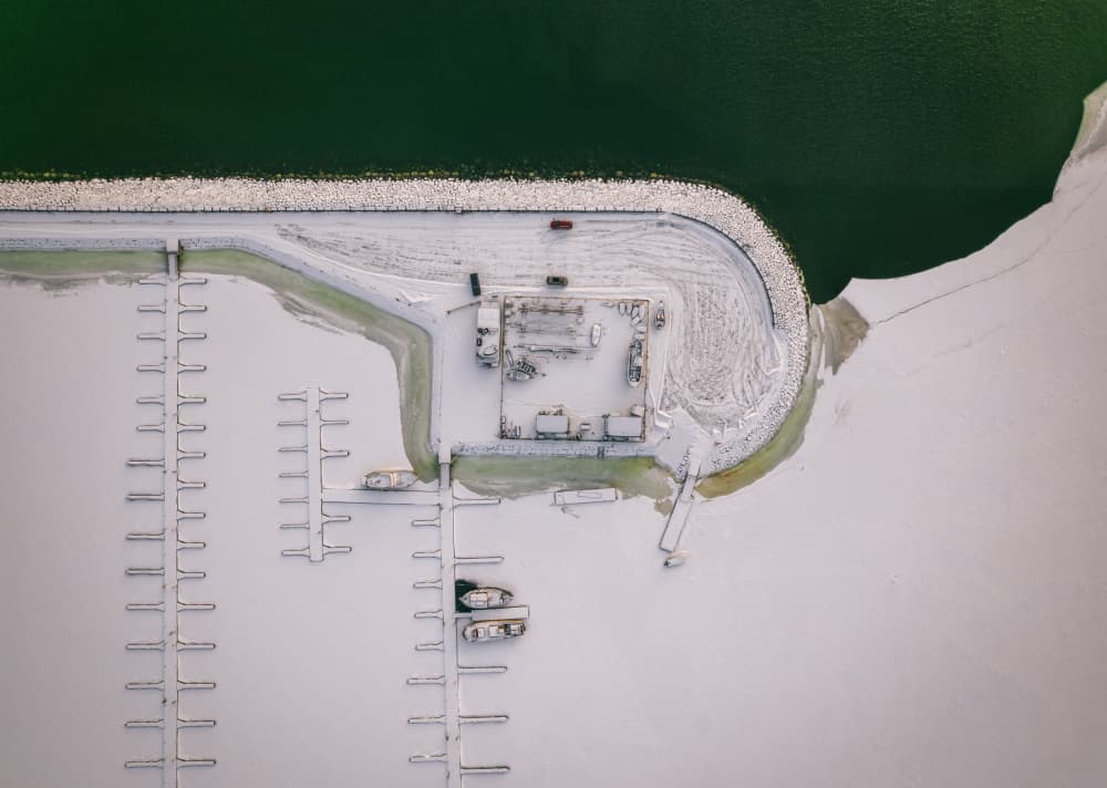 Winter Marina Aerial by Carlos_Grury_Santos — canvas wall art