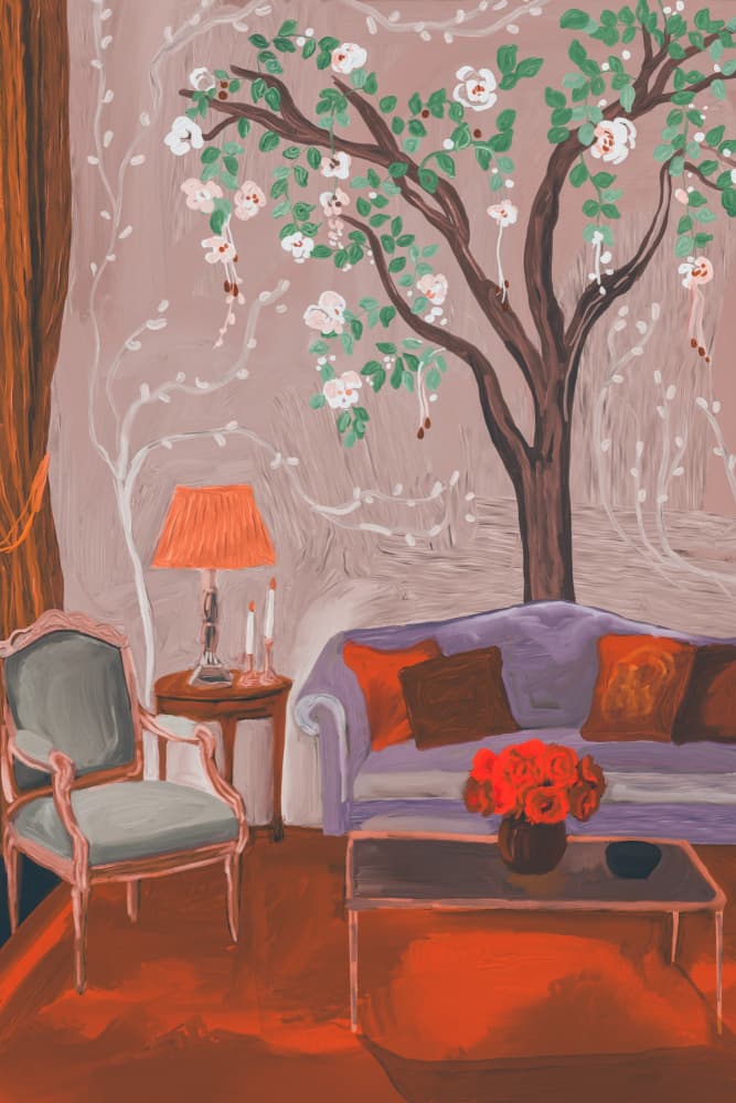 Whimsical Floral Living Room by Josie George — canvas wall art