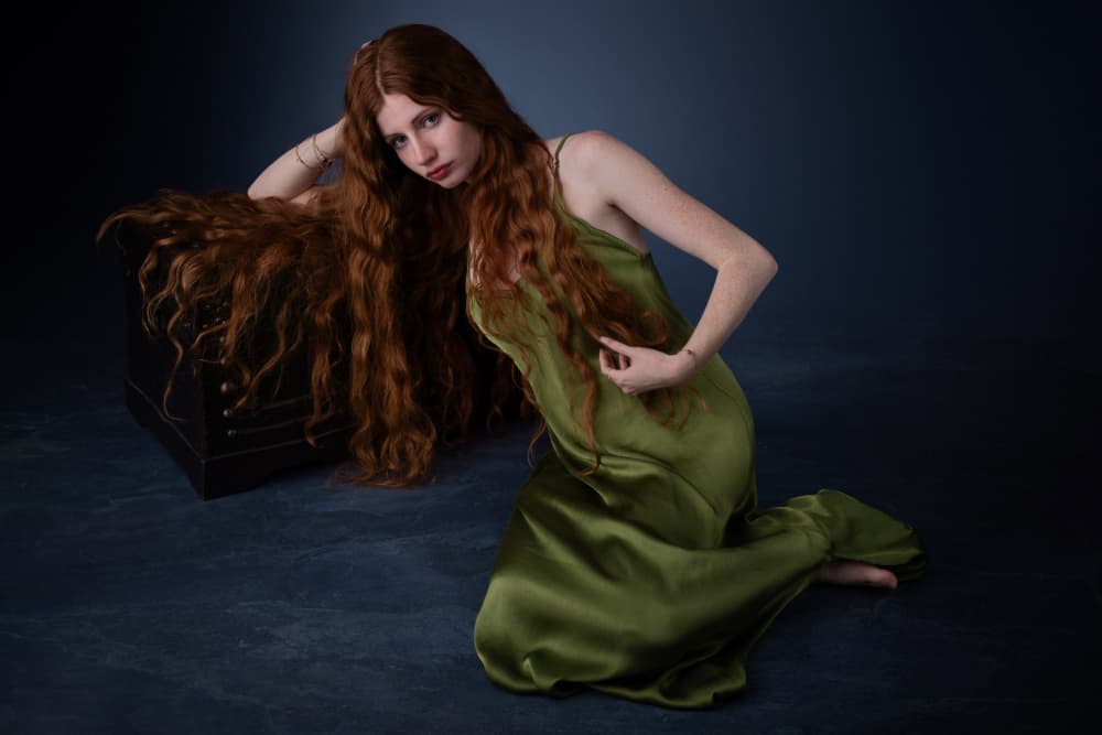 Serene Redhead In Green by Jan Slotboom — canvas wall art