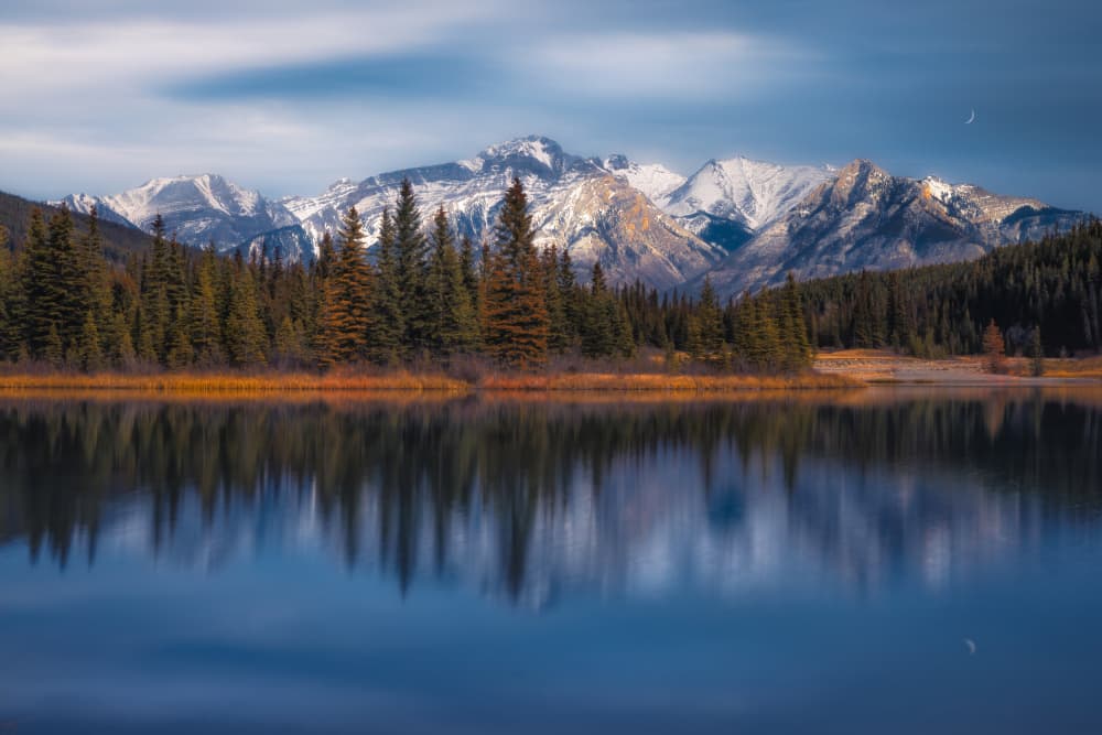Snowy Mountain Lake Reflection by Alex Zhao — canvas wall art