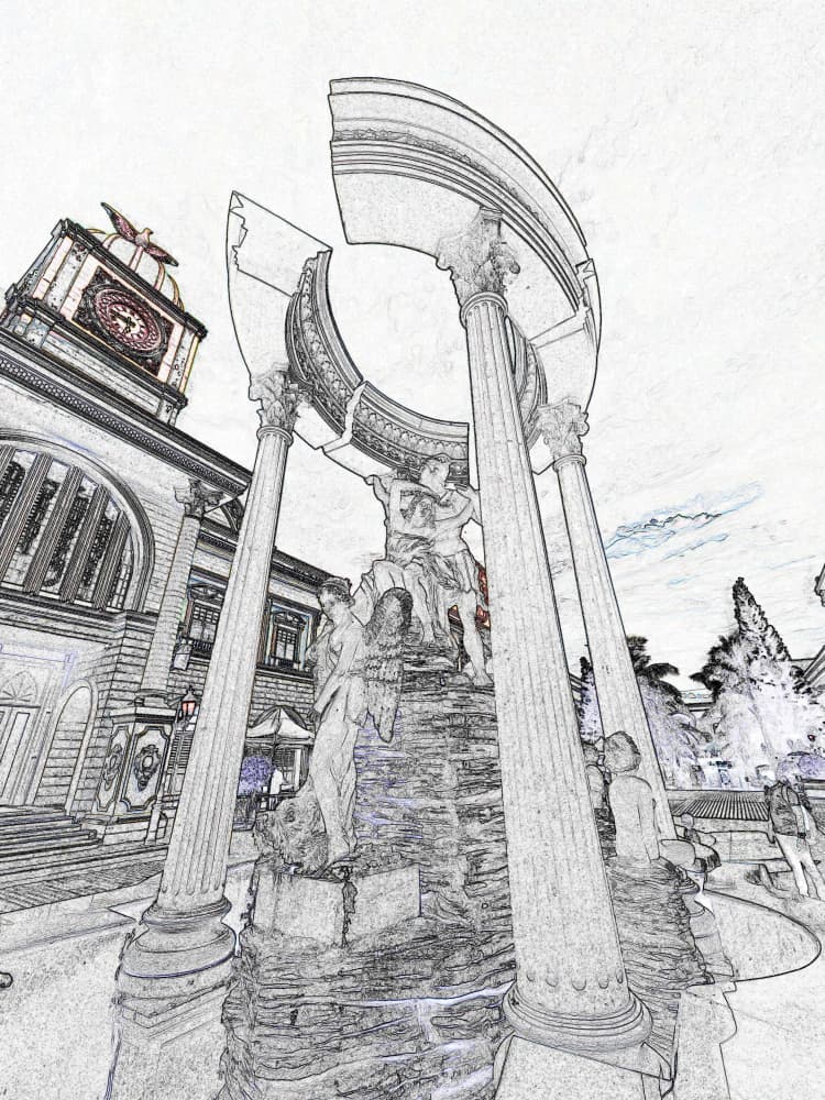 Sketched City Landmark by Santhosh ch — canvas wall art