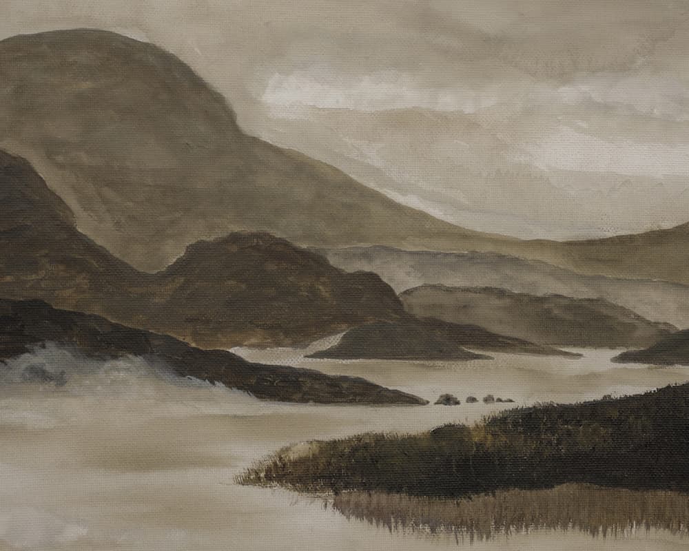 Misty Mountain Lake by Emily Tingey — canvas wall art