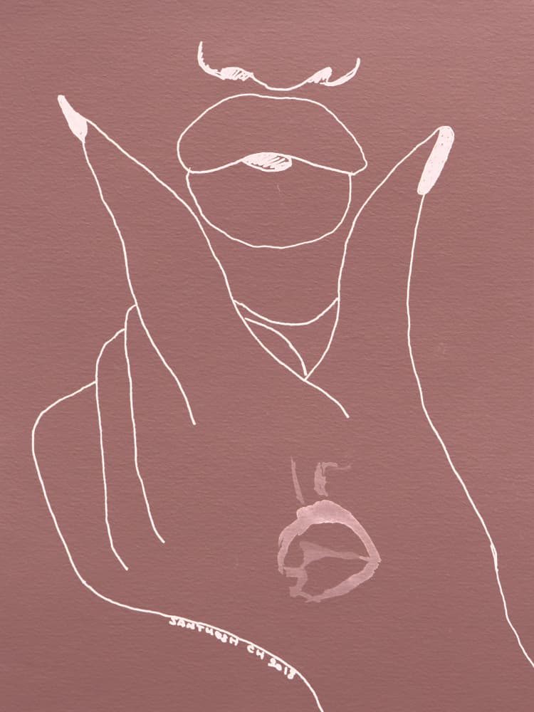 Bitten Cherry Lips by Santhosh ch — canvas wall art