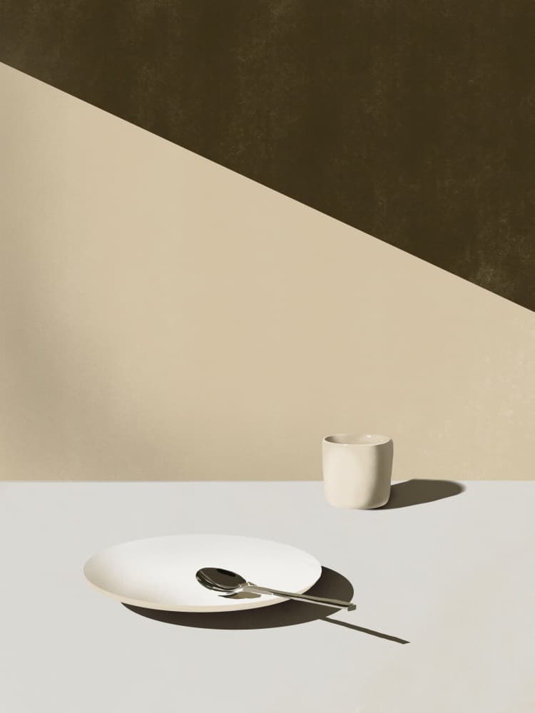 Minimalist Plate and Shadows by Little Dean — canvas wall art
