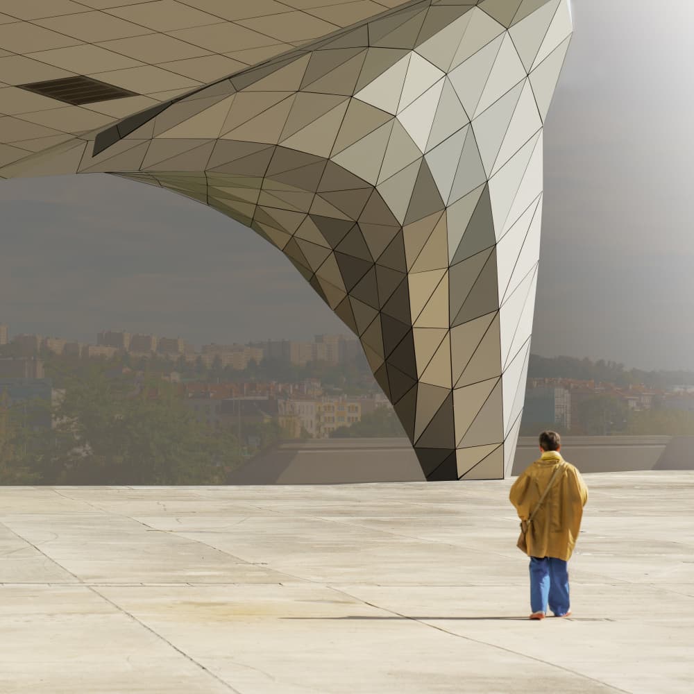 Urban Geometry Observer by Luc Vangindertael (laGrange) — canvas wall art