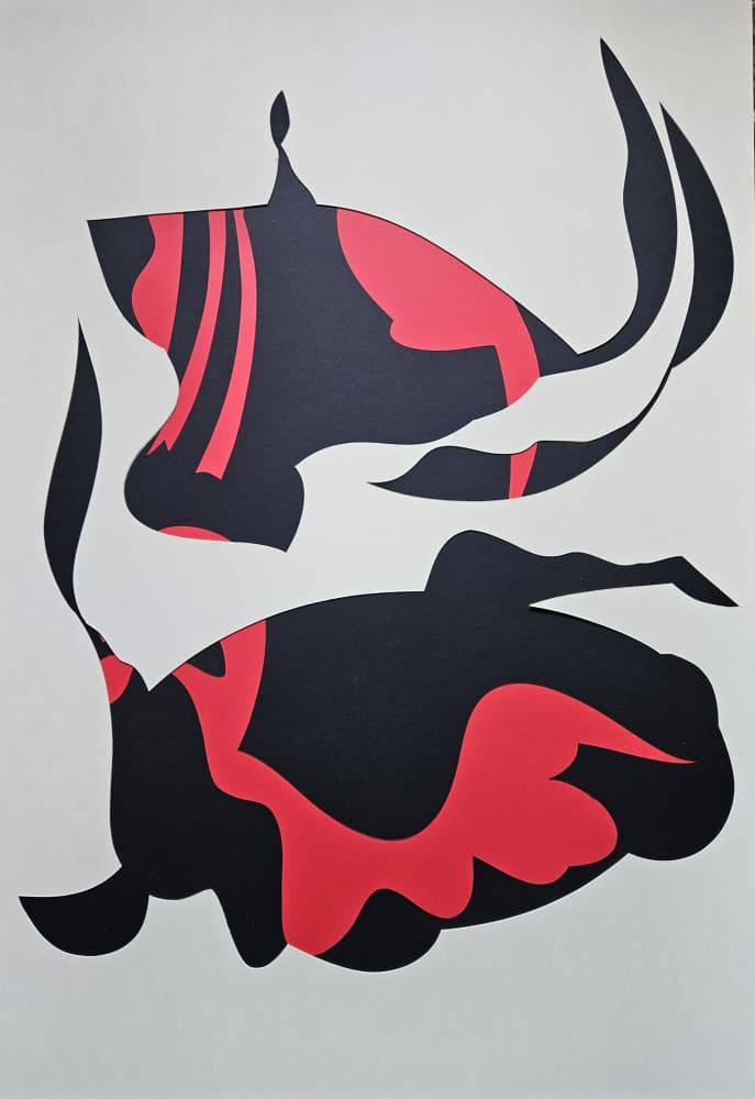 Flowing Red Black Shapes by Stefano Mazzolini — canvas wall art