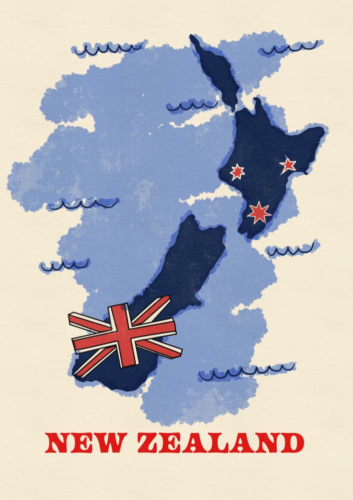 New Zealand Travel Map by Nicholas — canvas wall art