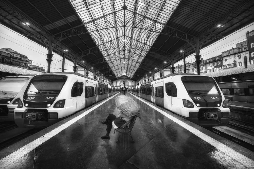 Train Station Solitude by Oskar Baglietto — canvas wall art