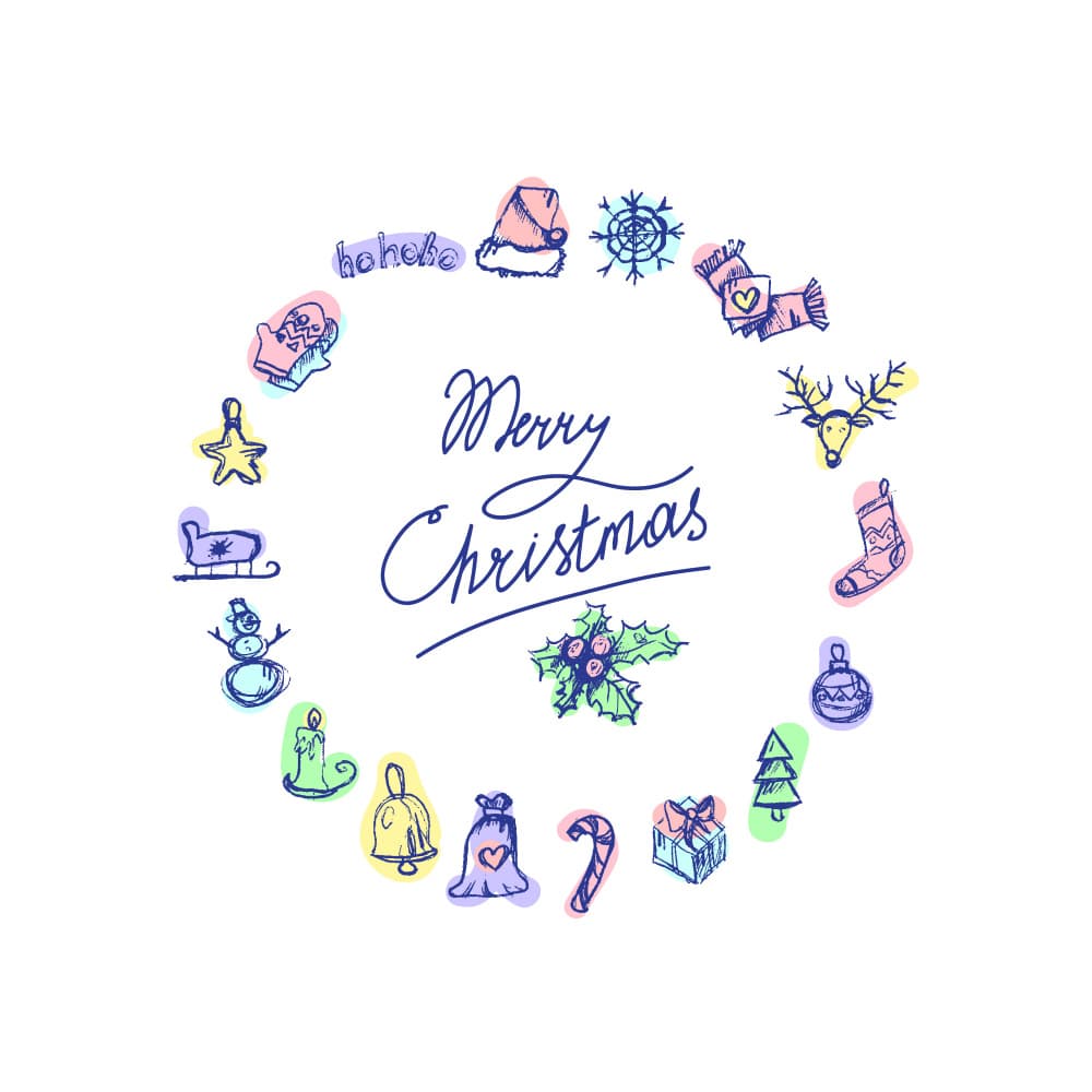Merry Christmas Doodles by Marika Barsrsind β canvas wall art