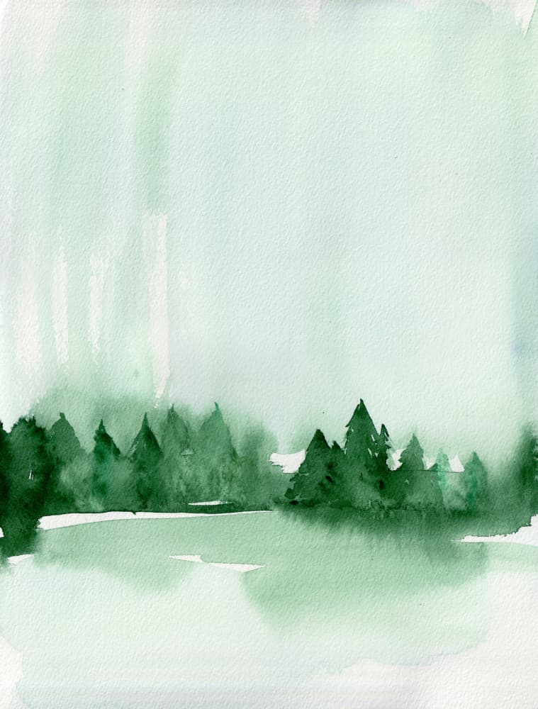 Misty Forest Lake by Christine Lindstrom — canvas wall art
