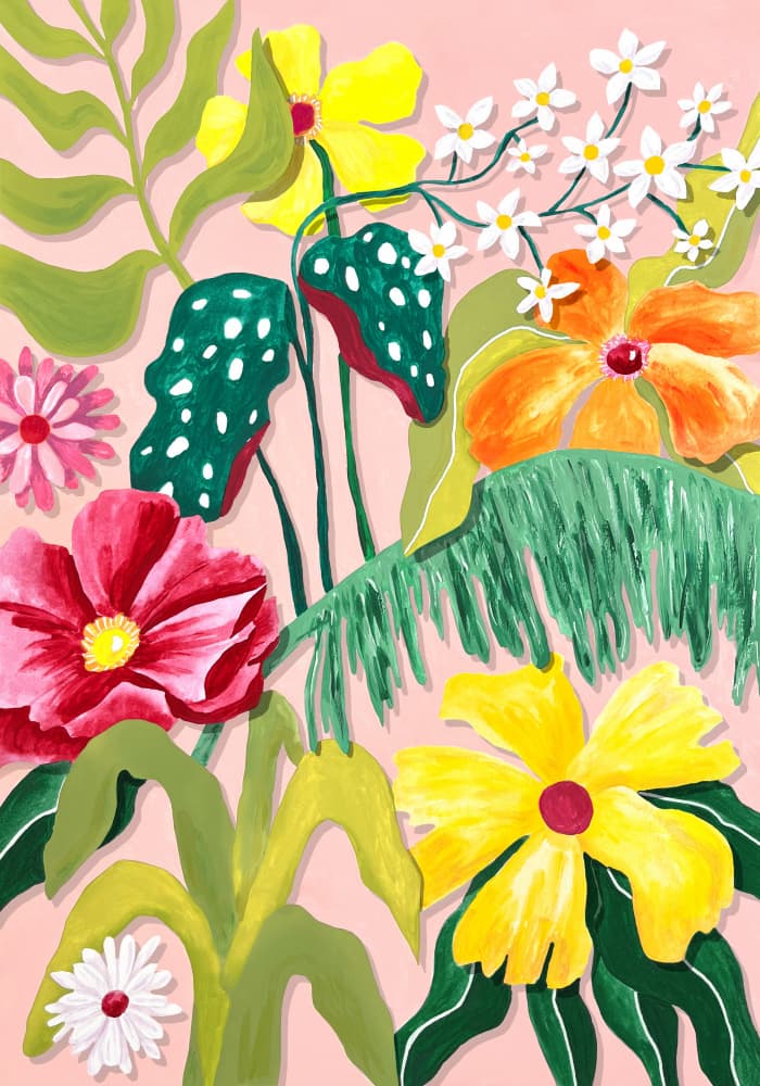 Vibrant Tropical Garden by Karen Menzenbach — canvas wall art