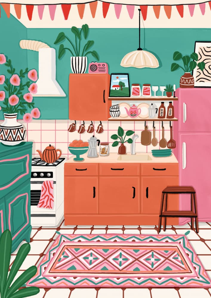 Vibrant Cozy Kitchen by Nidhi Kachhadiya — canvas wall art