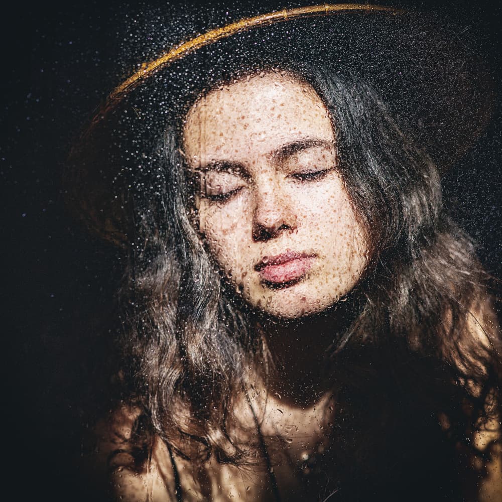 Contemplative Rainy Face by Gina Buliga — canvas wall art