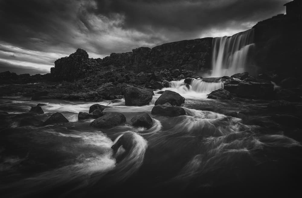 Dark Waterfall Flow by Lydia Jacobs — canvas wall art