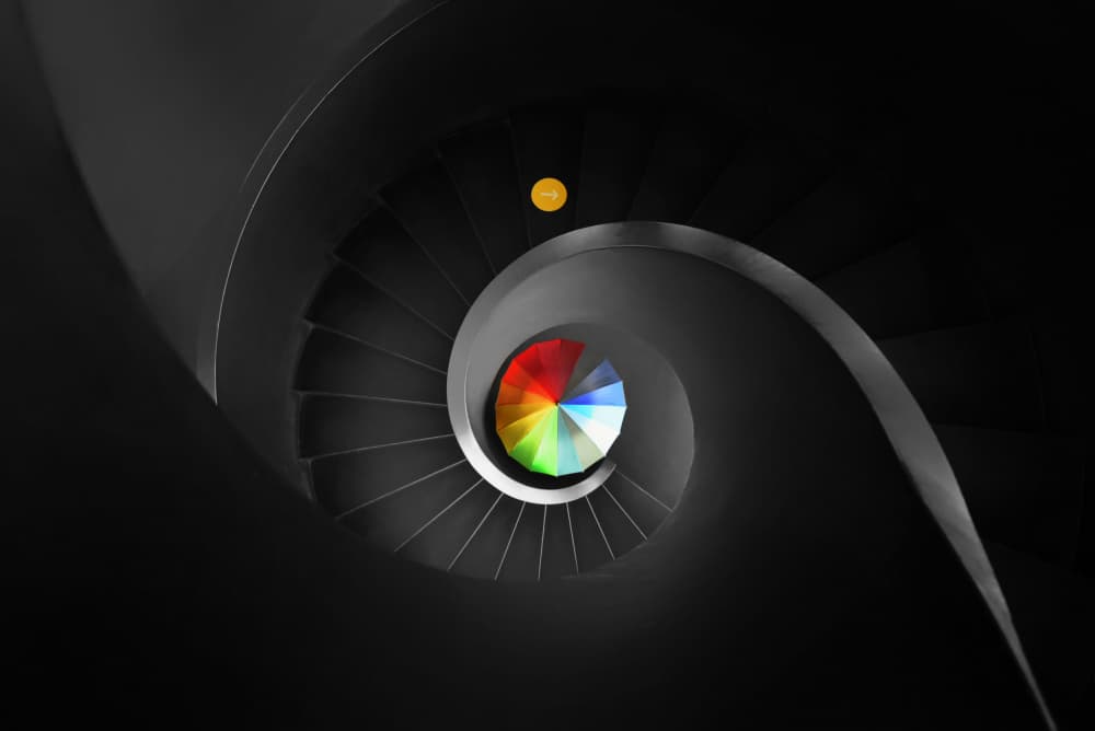 Spiral Staircase Color Wheel by Jorge Pimenta — canvas wall art