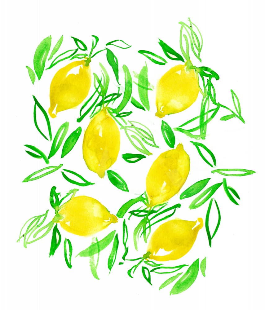 Fresh Watercolor Lemons by Christine Lindstrom — canvas wall art