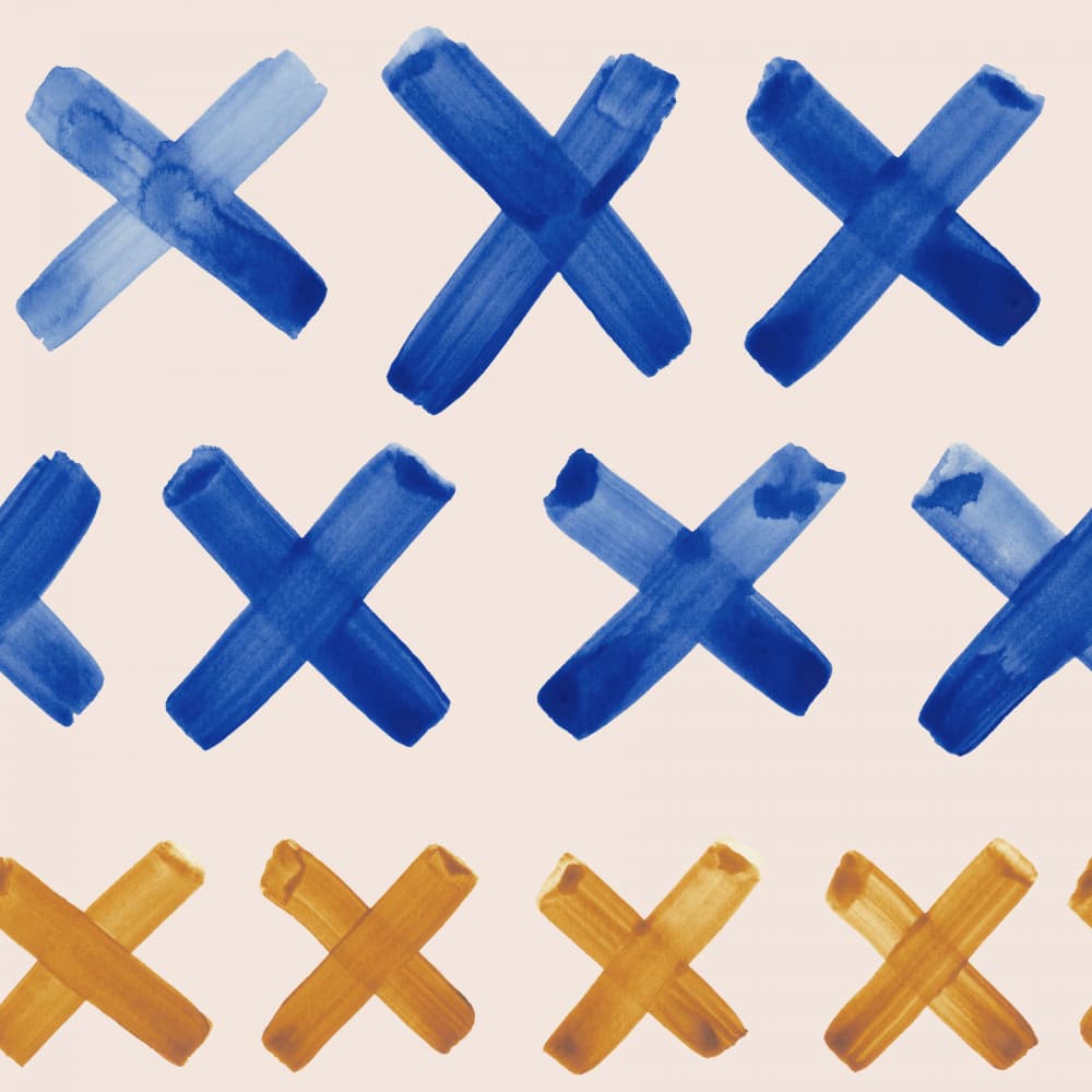 Blue Gold X Pattern by Irene Demetri — canvas wall art