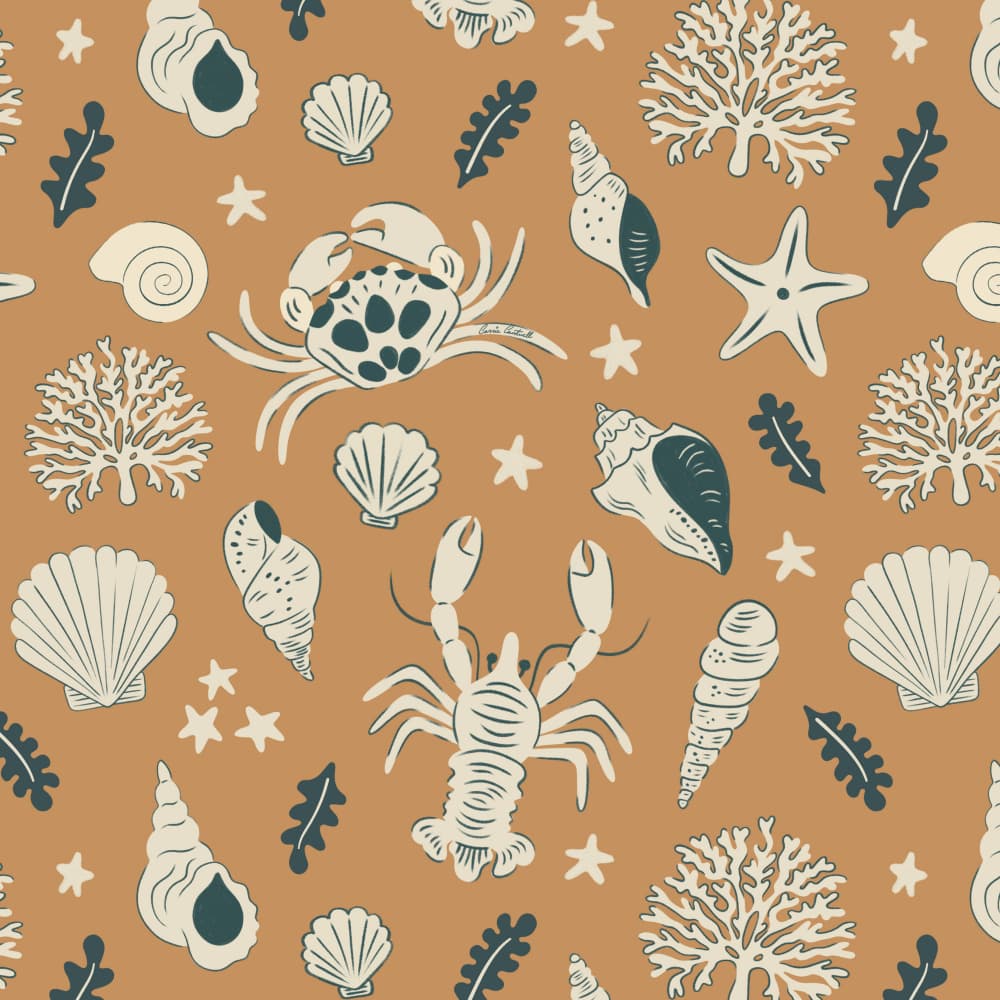 Ocean Life Pattern by Carrie Cantwell — canvas wall art