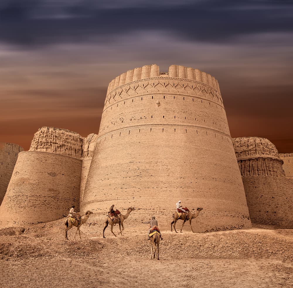Desert Fort Camel Riders by Sayyed Nayyer Reza — canvas wall art