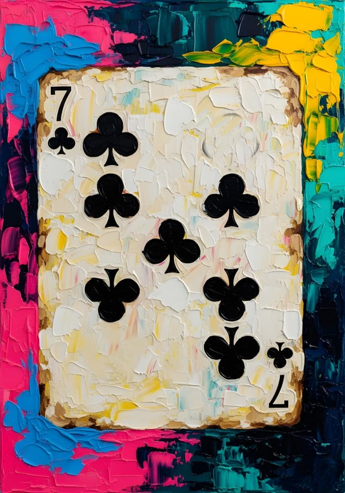 Vibrant Seven Clubs Card by HUGO — canvas wall art
