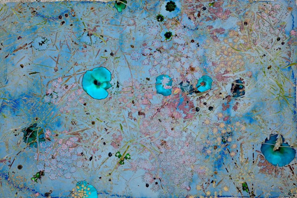 Abstract Blue Florals by Miriam Stayte — canvas wall art