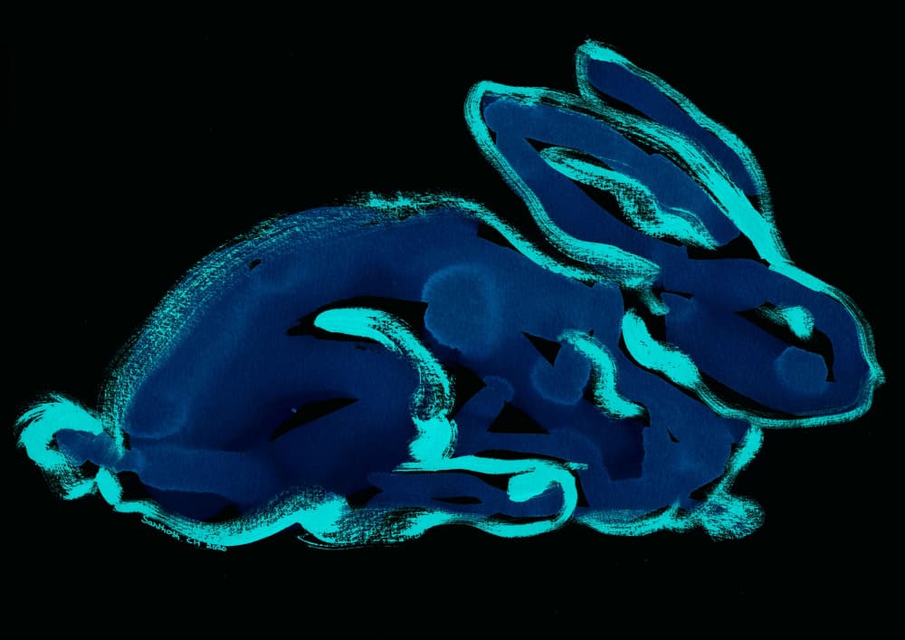 Glowing Blue Rabbit by Santhosh ch — canvas wall art