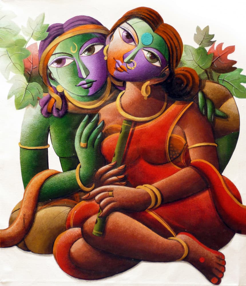 Colorful Indian Couple by Dhananjoy Mukherjee — canvas wall art