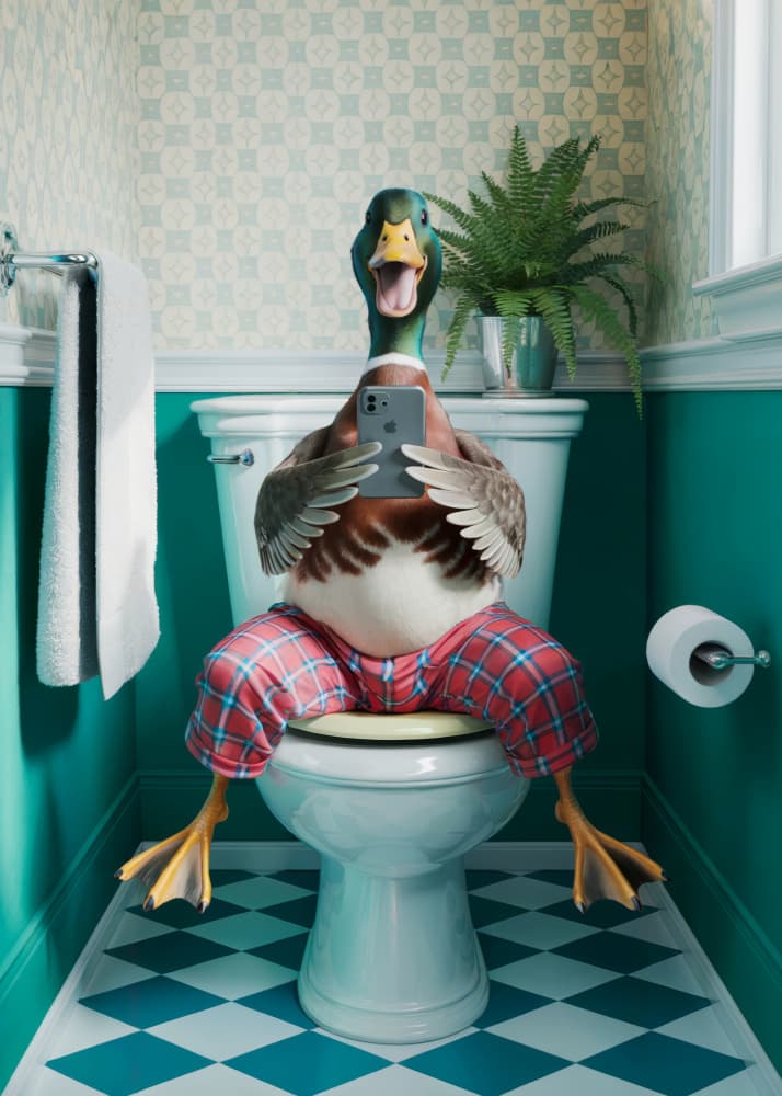 Pajama Duck Selfie by Andreas Magnusson — canvas wall art