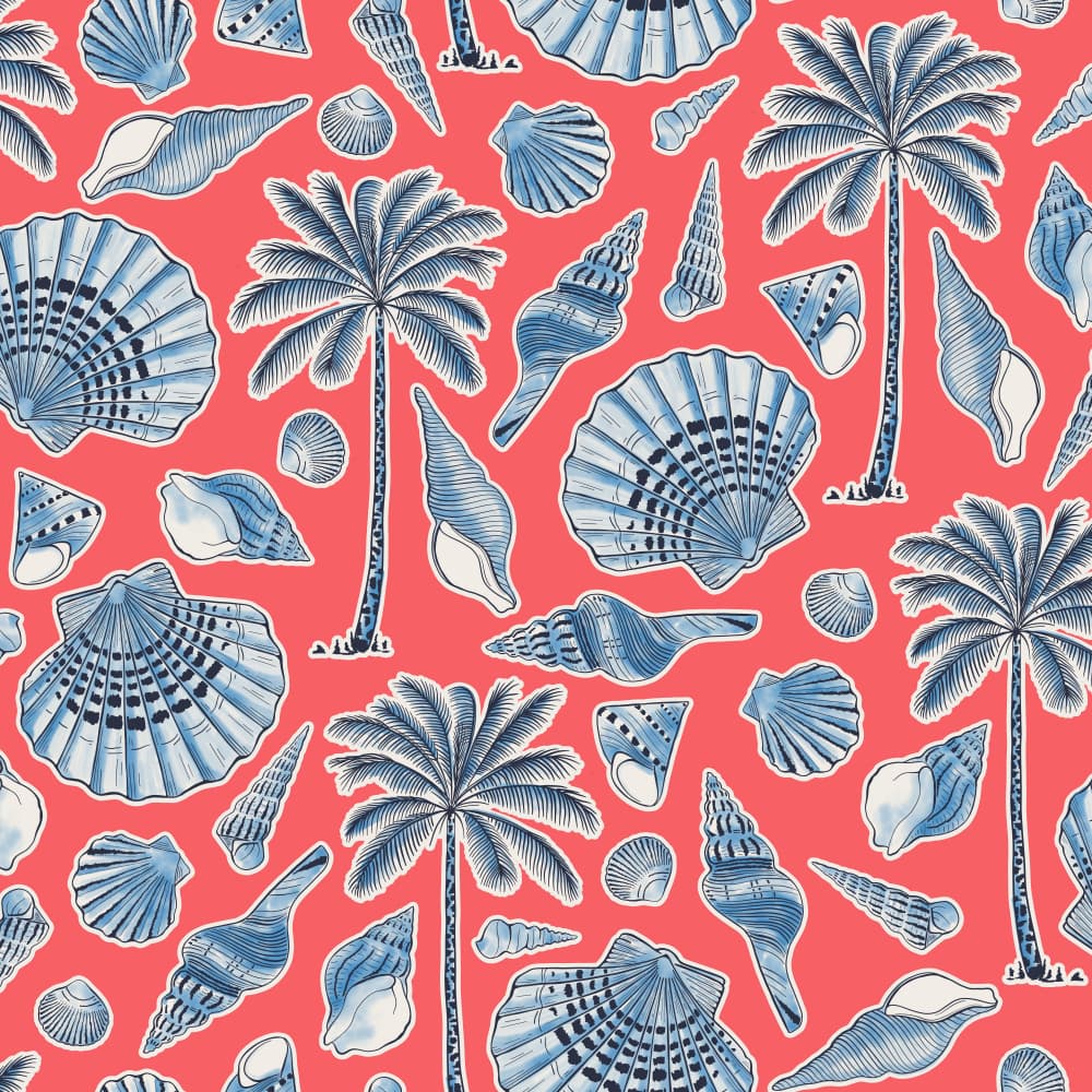 Tropical Shells and Palms by Alexandra Weise — canvas wall art