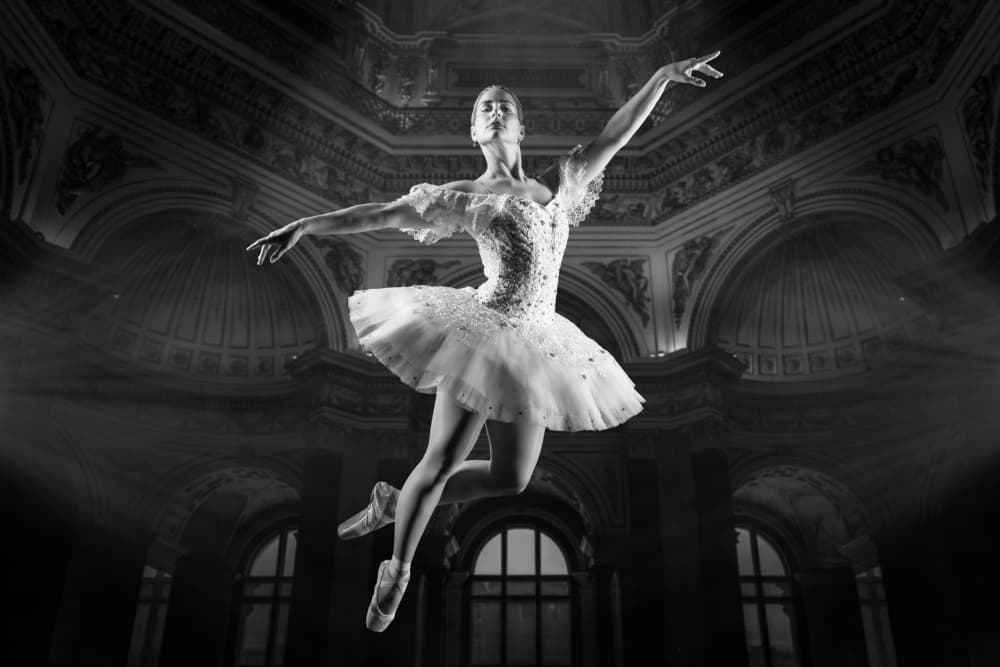 Graceful Ballerina Leap by Marcel Egger — canvas wall art