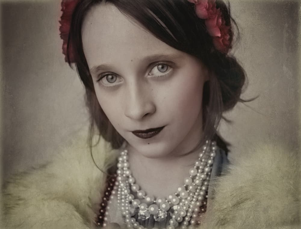 Vintage Girl With Pearls by Svetlana Melik-Nubarova — canvas wall art