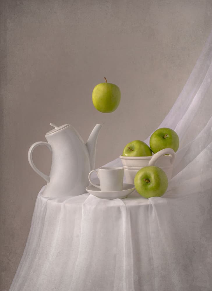 Floating Green Apples by Margareth Perfoncio — canvas wall art