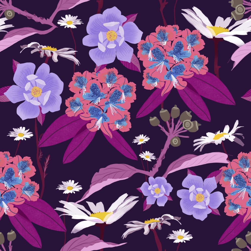 Dark Floral Blooms by Charlotte Trudgett — canvas wall art