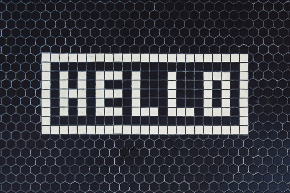 Retro Hello Tiles by Tim Mossholder — canvas wall art