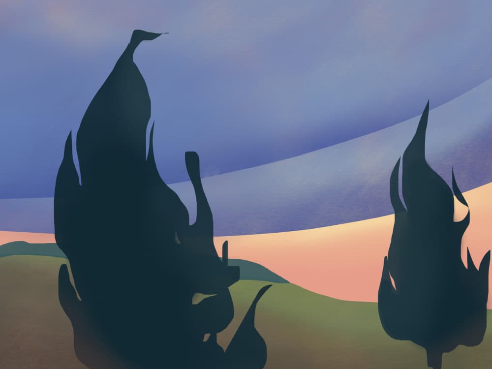Twilight Cypress Trees by Little Dean — canvas wall art