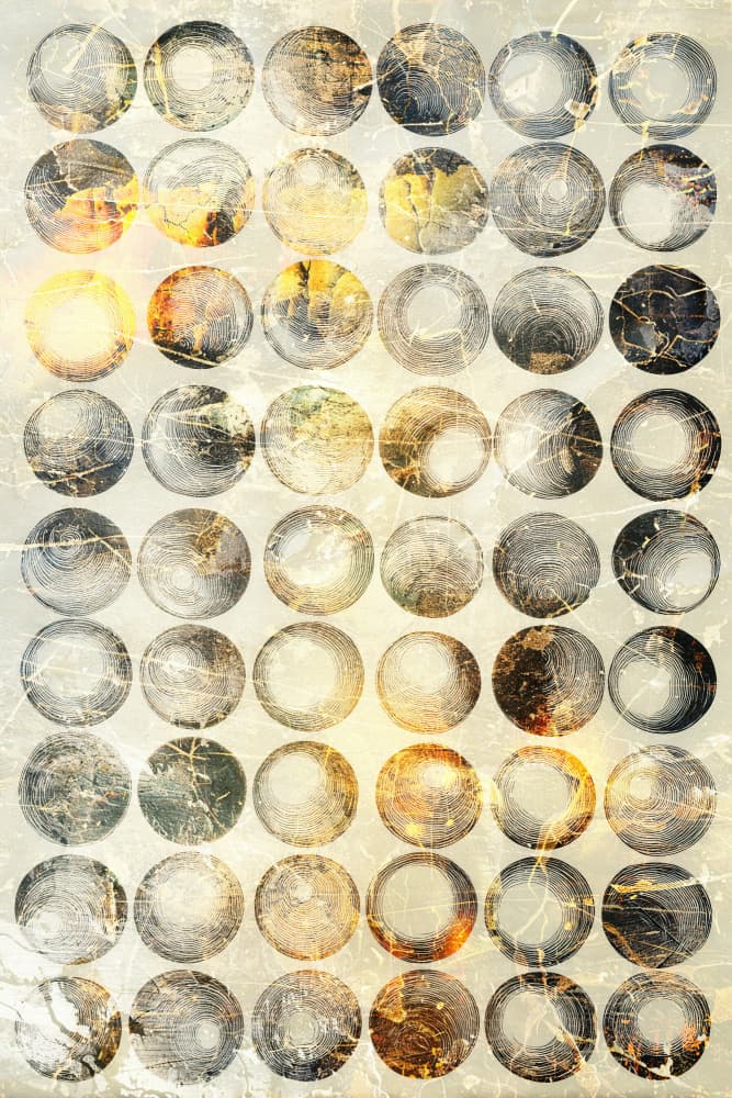 Golden Cracked Circles by Rafal Kulik — canvas wall art