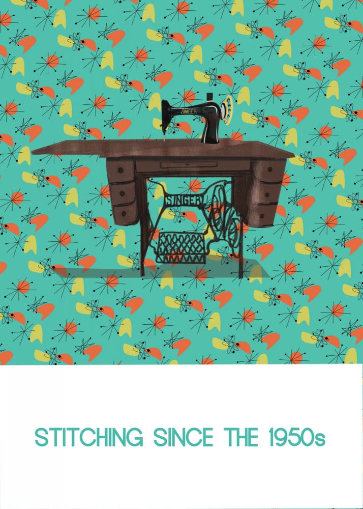 Retro Sewing Machine by Charlotte Trudgett — canvas wall art