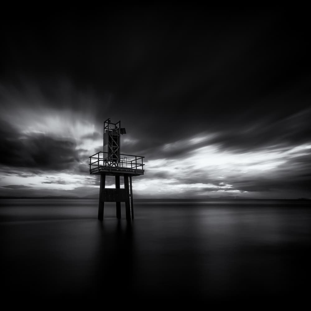 Solitary Pier Dark Sky by Sunny Ding — canvas wall art