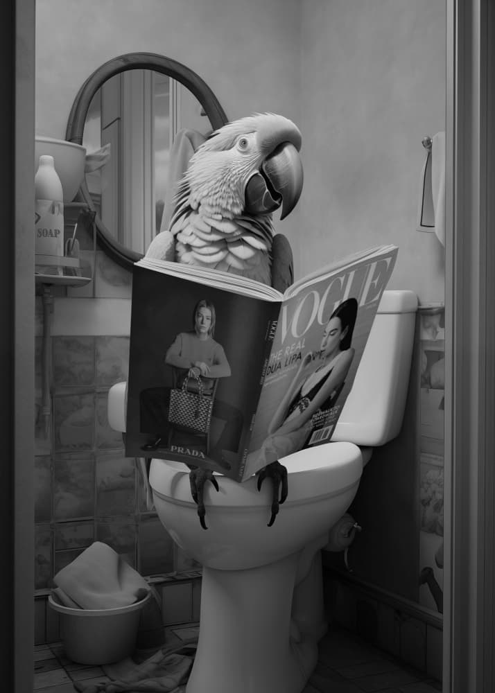 Stylish Reading Parrot by Andreas Magnusson — canvas wall art