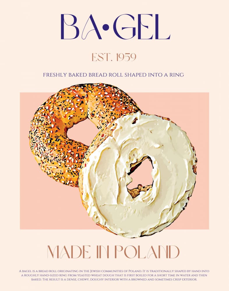 Bagels With Cream Cheese by Nazma Khokhar — canvas wall art