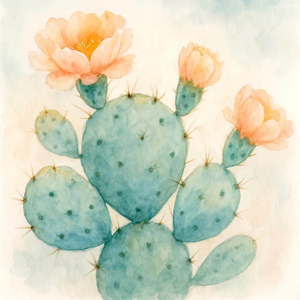 Blooming Watercolor Cactus by Natalie Bruns — canvas wall art