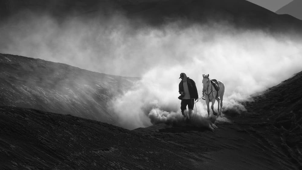 Man Horse Volcanic Smoke by Gunarto Song — canvas wall art