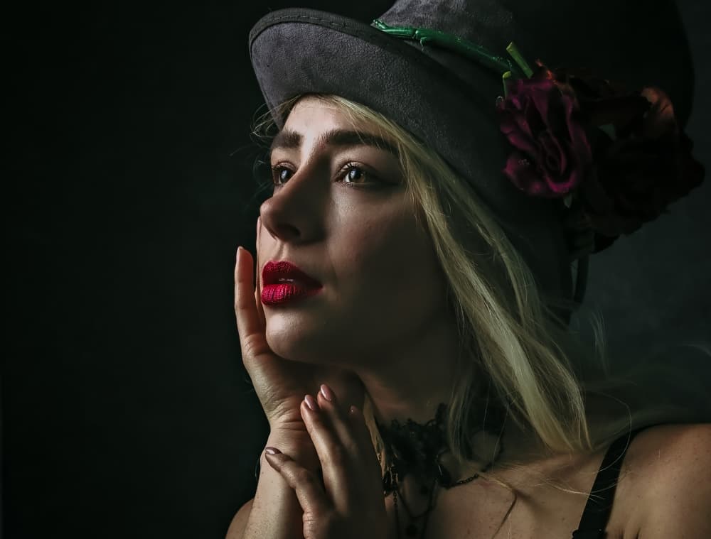 Mysterious Woman In Hat by David Bennion — canvas wall art