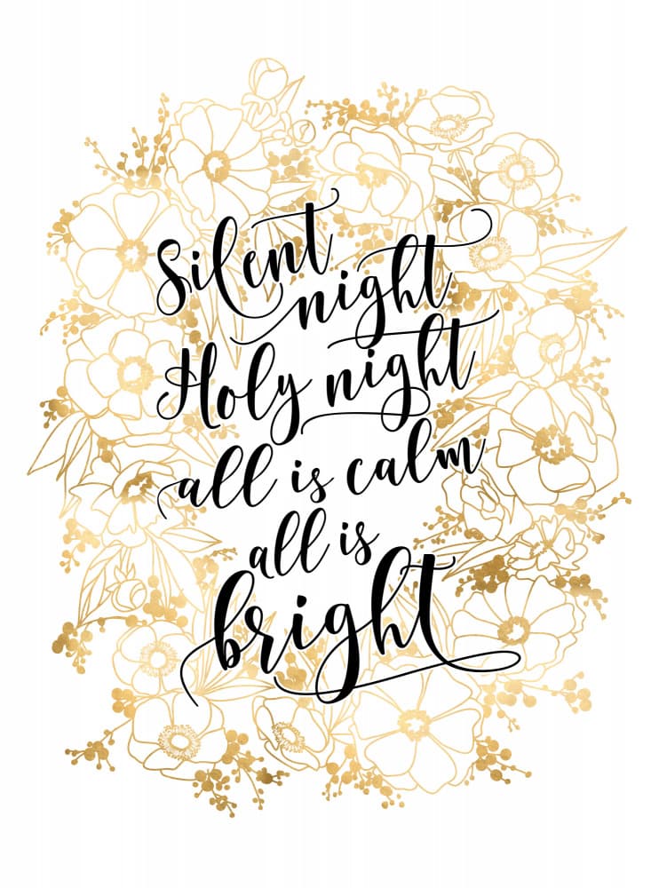 Silent Night Gold Wreath by Rosana Laiz Blursbyai — canvas wall art