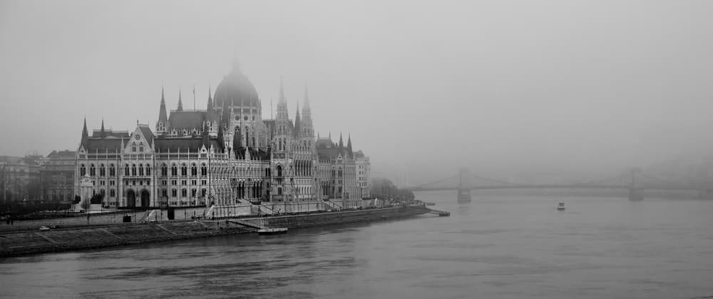 Misty Budapest Parliament by C.S. Tjandra — canvas wall art