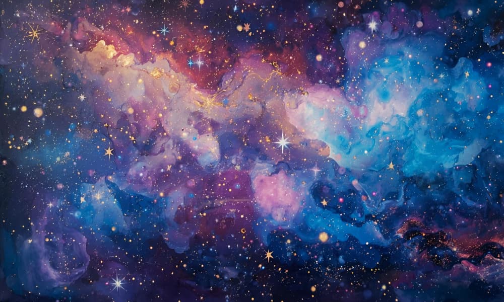 Vibrant Cosmic Nebula by Ohkimiko — canvas wall art