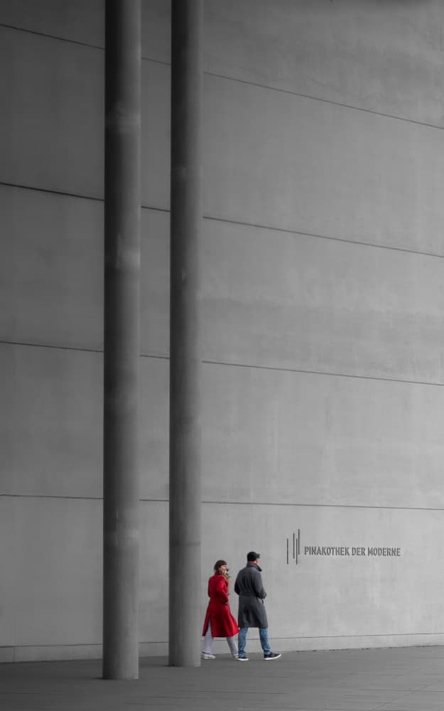 Red Coat Modern Walk by Andy Dauer — canvas wall art